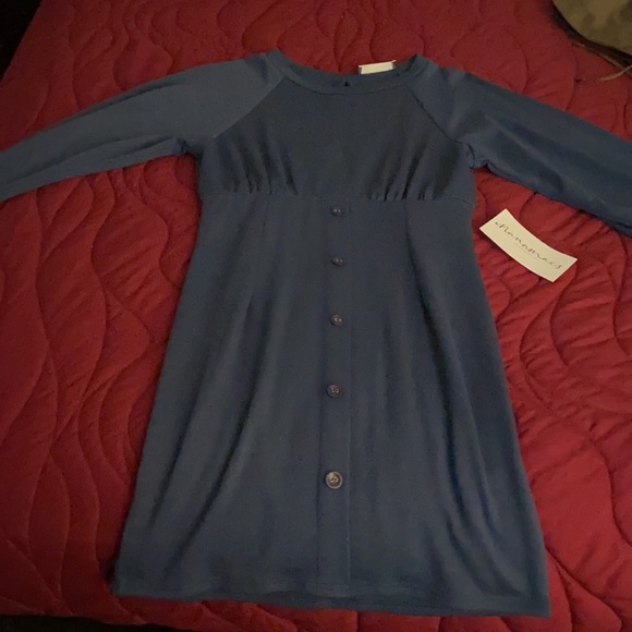 Blue Long Sleeve BodyCon Dress - Picture 2 of 4